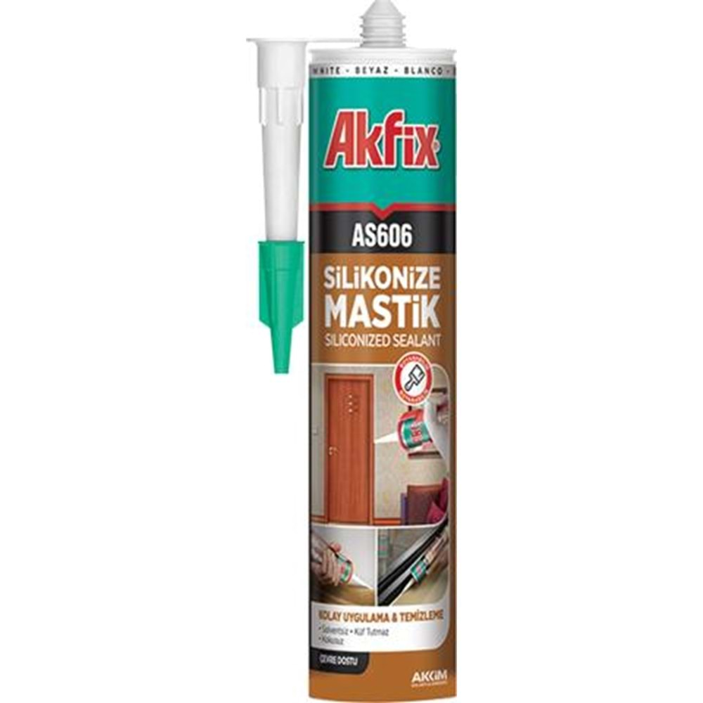 AKFİX AS606 SİLİKONİZE MASTİK GRİ 500 GR (24)