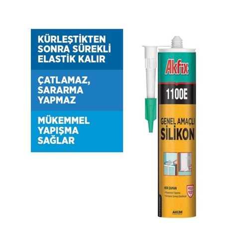 AKFİX 1100E SİLİKON 280 GR ANTRASİT GRİ (24)