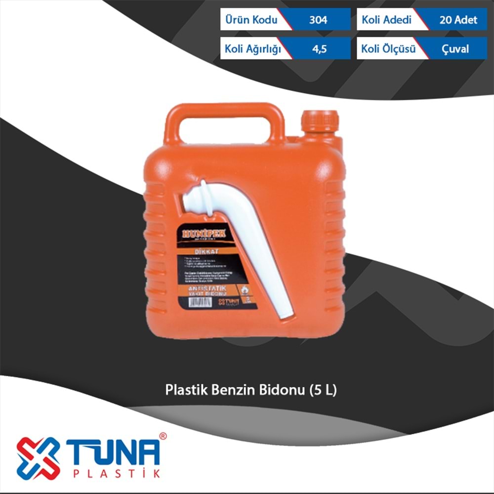 TUNA PLASTİK BENZİN BİDONU 5 LT 304 (20)